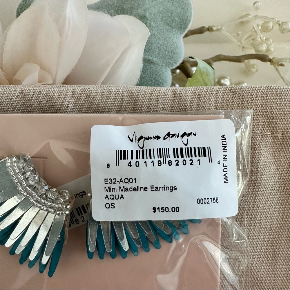 Mignonne Gavigan Mini Madeline Earrings Aqua Silver NWT - Picture 8 of 14